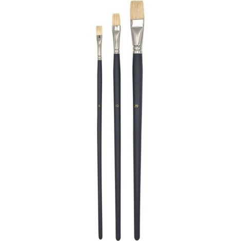 MégaCréa DIY - Pinceaux Poil dur pour acrylique et huile Très long manche 3 pièces