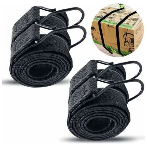Lot de 4 tendeurs élastiques avec crochets, 2 m crochets élastiques porte-bagages, tendeurs porte-bagages de vélo, sangle en caoutchouc extensible pour bagages, transport, camping,