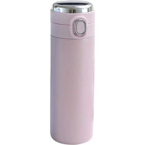 MINKUROW Termo Con Indicador De Temperatura Botella De Agua Aislada Al Vacío - Taza Inteligente De Acero Inoxidable De 420 Ml Mini Taza De Viaje Para Niños, Niñas Y Mujeres (Rosa) (1/5)