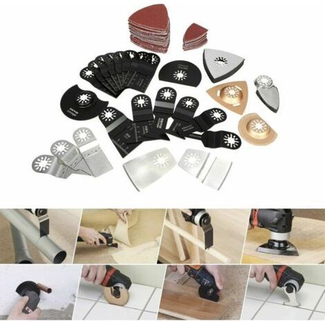 Forehill – Kit de 100 accessoires lames scie multifonction – Pour bois dur et stratifiés – Compatibilité Dremel, Makita, Bosch, Rockwell, Sonicrafter (1/3)