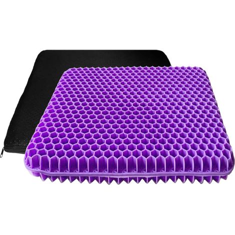 Gel Seat Cushion with Non-Slip Breathable Lining, Elastic Cushion for Seat Support, Relieve Hip Fatigue, for Car, Office, Home (Purple) (1/5)
