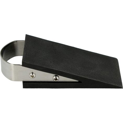 Westcott Fermaporta a forma di cuneo nero Fermaporta in gomma con maniglia in acciaio inossidabile Base antiscivolo 12 cm x 5 cm x 3 cm E-19000 00 (1/4)