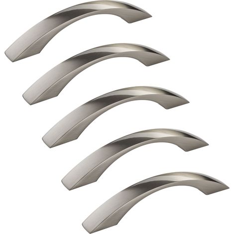 SO-TECH - Poignée de meuble Zoe - Entraxe 128 mm - L165 mm - Aspect inox - Pour cuisine, salle bain, armoire, commode, tiroir - Lot de 5 (1/5)