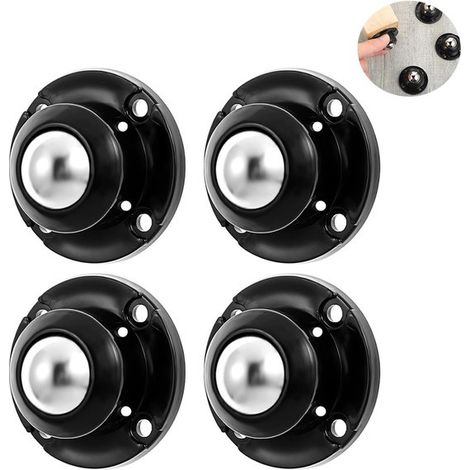 Lot de 4 roulettes auto-adhésives - Adaptées aux meubles - Acier inoxydable auto-adhésif - Roulettes pivotantes - Rotation à 360° - Mini-roues - Design extra-plat (1/5)