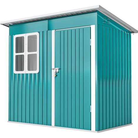 7 x 4ft Galvanised Steel Garden Shed, with Lock Gloves - Green (1/4)