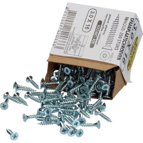Packung mit 200 verzinkten Spanplattenschrauben – 3,0 x 16 mm
