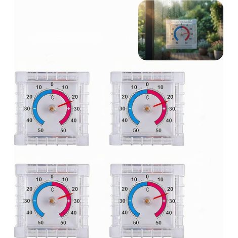 4PCS Thermomètres Intérieur Extérieur Autocollants, Thermomètre Frigo et Thermomètre Congélateur, Résistant aux Intempéries pour Fenêtres, Portes et Jardin, Précis, pour Maison, Véranda et Extérieur (1/5)