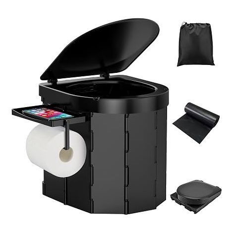 Inodoros de camping plegables con paneles reforzados, inodoros portátiles con tapa (1/5)