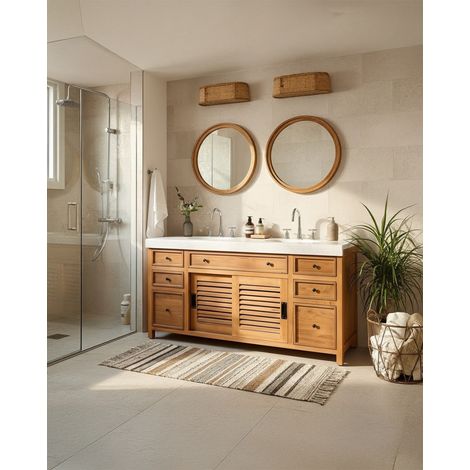 Savanna - Meuble De Salle De Bain en teck avec marbre terrazzo (1/5)