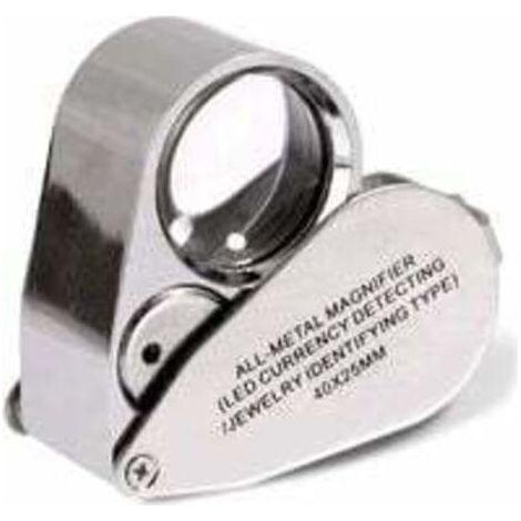 Loupe de bijoutier 40X Loupe Pliante en métal avec loupe à lumière UV LED pour Diamants bijoutiers pièces de Monnaie (Reconnaissance de Devise/Identification de Bijoux) (1/5)