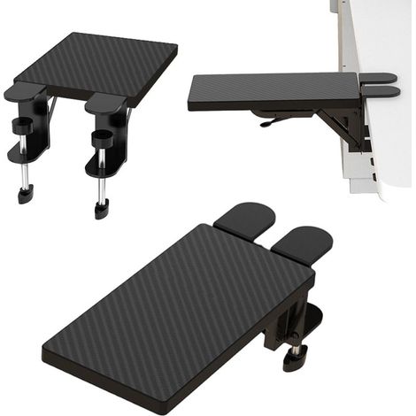 Plateau d'Extension de Bureau, Support Ergonomique pour Clavier Sous Bureau d'ordinateur, Support Robuste pour Bras de Souris, Convient pour La Maison et Le Bureau, Pince Sans Perforation (30x15cm) (1/5)