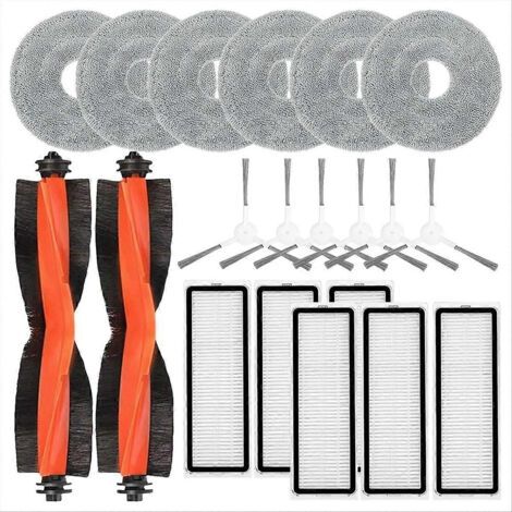 Pièces détachées pour aspirateur robot Xiaomi S20 Plus S20+ B108GL : brosse principale, filtre HEPA, chiffon de nettoyage.