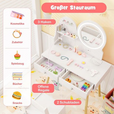 Kinder schminktisch mit beleuchtung 2 in 1 frisiertisch mit spiegel wei