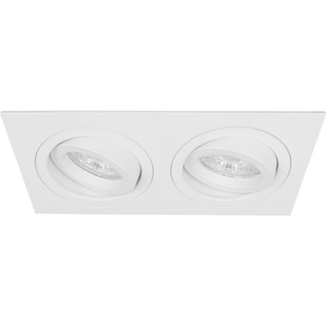 Spot ALU 16 GU10 rectangle 2 têtes orientable, blanc mat IP20 - EUROPOLE - 26212 (1/3)