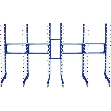 Chariots de Séchage Combinables en Acier Bleu x3 & 2 Connecteurs – 25KG / Niveau, 15 Étages, Jusqu’à 375KG - Étagères Interconnectables sur Roulettes – Peinture Planches Atelier Art Bricolage