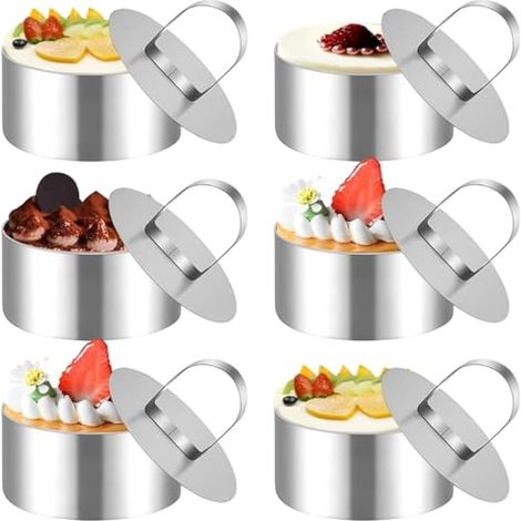 6 Pièces 8cm Emporte Piece Rond Cercle Patisserie en Acier Inoxydable, Emporte-pièces Ronds avec Poussoir pour Gateau Mousse Dessert Pain (1/4)