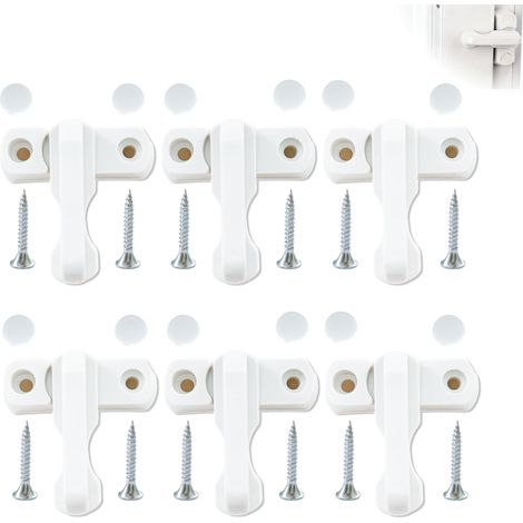 Lot de 6 Sash Jammer Serrure, de Fenêtre-Alliage, Serrures de Fenêtre en Alliage de Zinc, Verrou de Sécurité pour Fenêtre et Porte UPVC PVC, Sash Jammer Rotatif 180°, Dispositif Antivol pour Maison (1/5)
