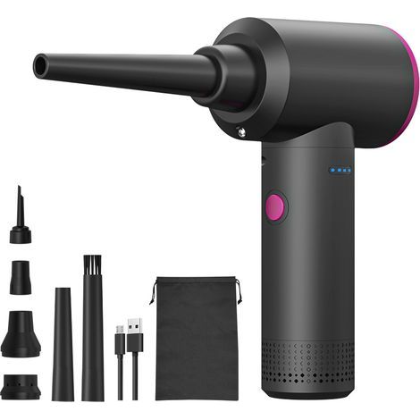Souffleur à batterie 9000mAh – Vitesse 100000 tr/min – Force de soufflage 1,86 à 2,51 onces – 6 buses pour dépoussiérage PC et électronique (1/5)