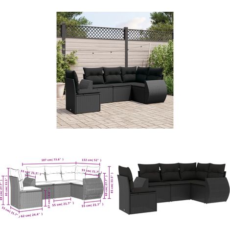 5-tlg. Garten-Sofagarnitur mit Kissen Schwarz Poly Rattan - Gartenmöbel - Outdoor Möbel - Rattan Gartenset - Lounge Set - Esstischgarnitur - Home & Living (1/3)