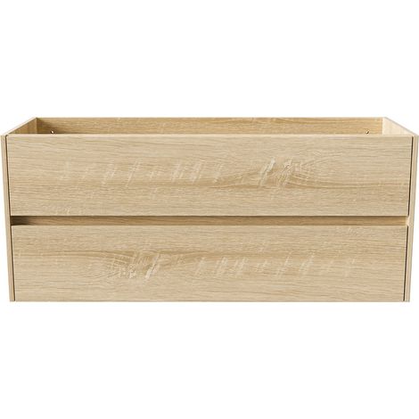 BELVIT DRAVA Waschbeckenunterschrank Waschtisch 120 cm Eiche 2 Schubladen Softclose grifflos Badezimmer