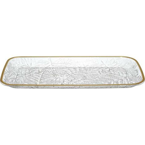 Vassoio Mirage, lungo 34 cm, bordo dorato, plastica, glamour (1/5)