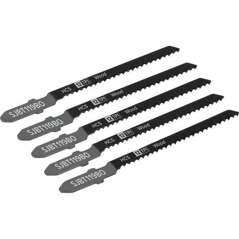 Sealey SJBT119BO Jigsaw Blade for General Wood 75mm 12tpi - Pack of 5 (1/3)