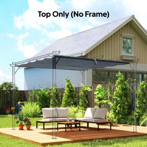 Toile de Toit pour pergola Bâche pour Pergola rétractable de 3 x 3 m, Polyester 180g/m³, Anti-UV 30+, Gris foncé (1/5)