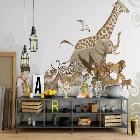 Papier peint enfant safari imaginaire 1 - 400 x 260 cm (1/2)