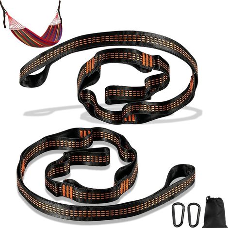 Set mit 2 Hängemattengurten, 2 m x 2,5 cm Befestigungsgurte für Hängematten, Aufhängegurte mit 2 Karabinern, Gurtset für Camping, Outdoor-Aktivitäten und Reisen