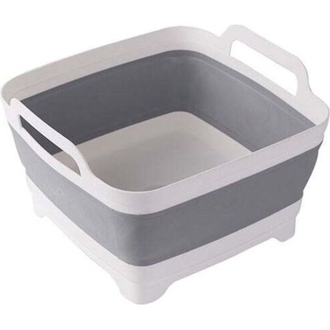 Évier Pliable 9L Capacité Grande pour Camping-Car, Idéal pour Légumes, Fruits, Aliments et Linge, avec Bouchon de Vidange et Poignées de Transport - KZQ