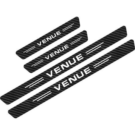 (Noir et blanc,pour VENUE) 4 autocollants de seuil de porte de voiture,accessoires auto,autocollant en fibre de carbone pour Hyundai Getz,GRANDEUR,NEXO,PALISADE,STAREX et TIBURON (1/3)