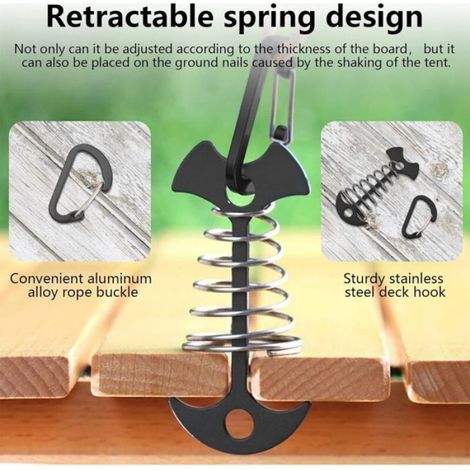 10pcs piquets d'ancrage – en alliage d'aluminium avec ressort – anti-vent – pour camping, jardin et terrasse – noir (1/4)
