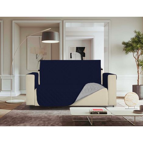 Copridivano Bicolore Antimacchia Trapuntato impermeabile Blu Grigio - 3 posti (1/4)