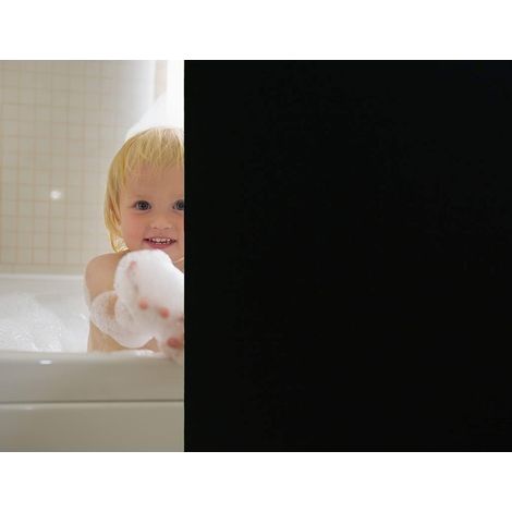 Film pour vitres anti-condensation, film d'ombrage, film pour vitres dépoli, adapté à la salle de bain familiale et à la chambre (noir, 45 X 200 cm) (1/5)