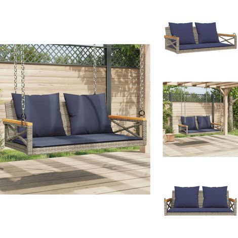 Balancelle avec coussins gris 109x62x40 cm résine tressée - Banc De Balançoire - Bancs De Balançoire - Balancelle - Balancelles (1/5)