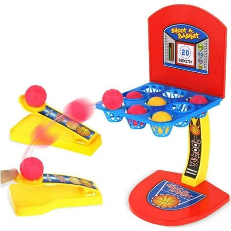 Lot de 2 mini panier de basket avec ballon, jeu de tir parent-enfant, jouet de table intérieur/extérieur, loisirs familiaux, anneau et filet, activité amusante pour tous (1/5)