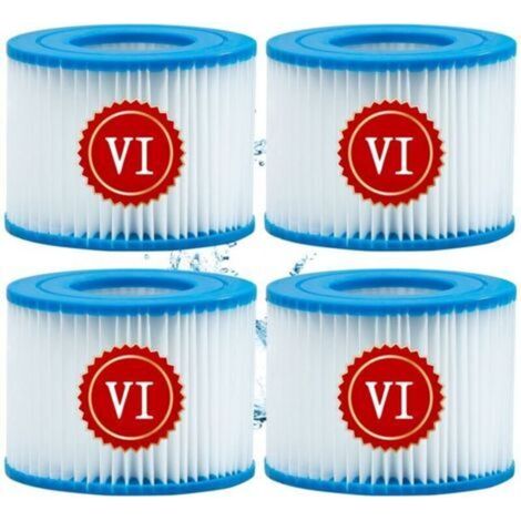 Cartouche defiltre Piscine Type VI, pour Bestway Type VI Pool Filter, Taille 6-58323 pour Filtre Spa pour bestway pour Lay-z-Spa Miami, Vegas, Monaco, pour Nettoyage Filtre Spa, 4Pcs