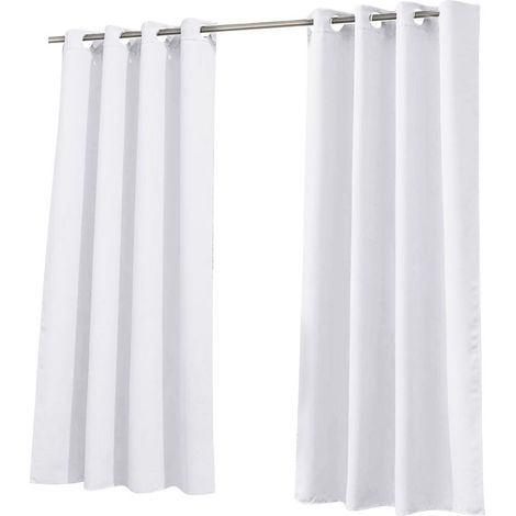 Rideaux Occultants Thermiques pour Salon et Chambre, 140240cm (HxL), blanc– Rideau Unis Opaque a Oeillets, Isolant Thermique (1/5)