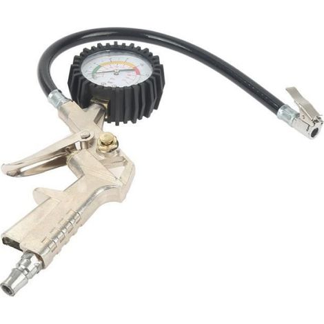 Gonfleur de pression pour pneus - Compresseur portable - Manomètre Ø58 mm - Plage 0–16 bar - Tuyau 35 cm (1/3)