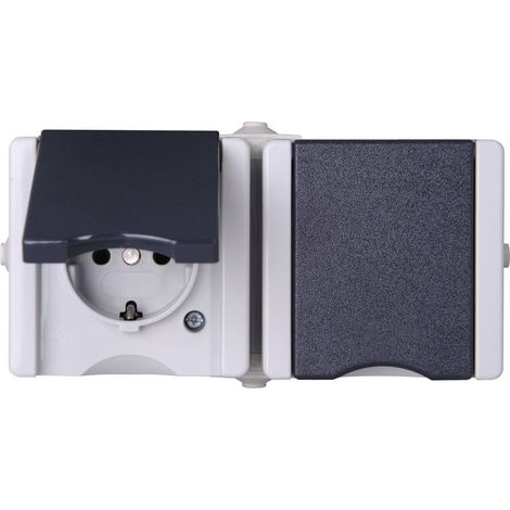 Kopp 950656001 x2 Gamme d'interrupteurs pour pièce humide complet Prise 2P+T avec clapet proAQA gris 1 pc(s) (1/2)