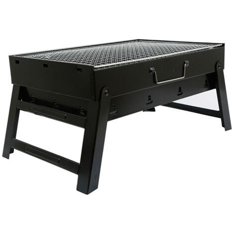 Barbecue à charbon pliable, mini barbecue de camping léger et portable, design innovant, facile à nettoyer, noir, fer (1/5)