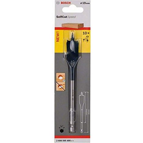 1x Mèche plate Self Cut Speed (Bois, avec queue six pans 1/4" Ø 19 mm Longueur 152 mm, Accessoire Perceuse à percussion) (1/4)