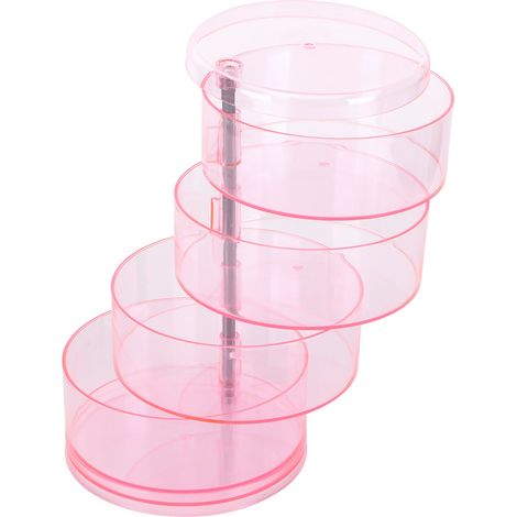 Boîte à bijoux rotative rose à plusieurs niveaux, organisateur rotatif pour boucles d'oreilles et bagues (1/5)
