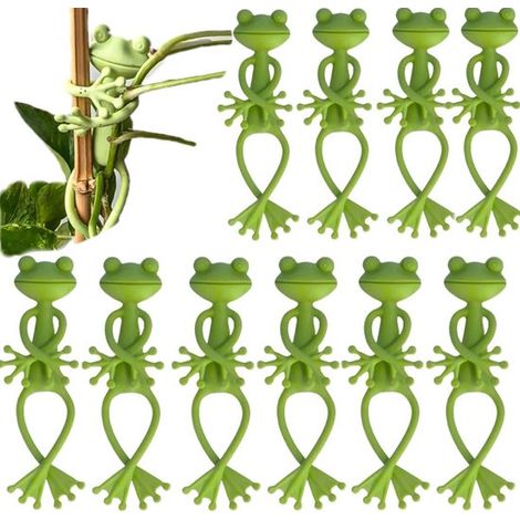 Supporto per piante a forma di rana, grazioso vaso da fiori a forma di rana, supporto per piante rampicanti con clip, supporti verdi a forma di rana per piante a crescita verticale (1/5)