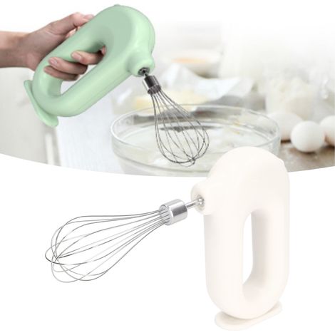 Batteur à œufs électrique portatif, mousseur à crème et blanc d'œuf semi-automatique multifonctionnel, petit mousseur à lait sans fil rechargeable, rechargeable par USB, blanc. (1/5)