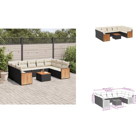 Salon de jardin 10 pcs avec coussins noir résine tressée - Ensemble Salon De Jardin - Meuble Extérieur - Jardin Design - Mobilier De Jardin - Chaise Lounge (1/3)