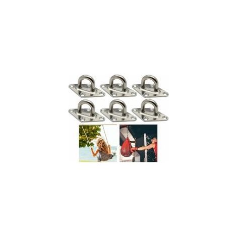Placas de ojo de acero inoxidable, kit de fijación de placas de ojo de acero inoxidable para velas de jardín para cubierta de madera, soporte de pared de acero inoxidable (6 piezas) (1/5)