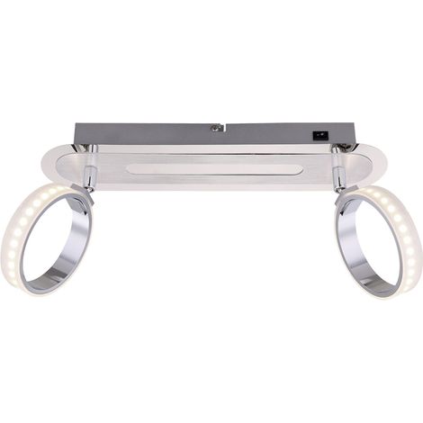LED Plafonnier Anneau Spot Applique Réglable Salle de séjour Lampe ALU chrome Globo 56043-2 (1/3)