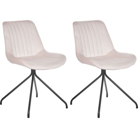 Set of 2 Dining Chairs NAVASOTA Velvet Beige