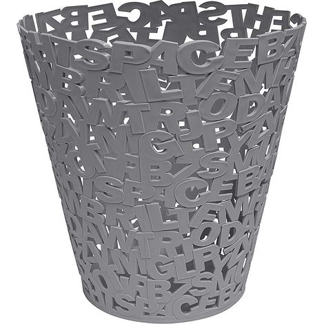 Buchstaben-Papierkorb – 1 Stück – Kunststoff – Dekoratives Design – Büro und Zuhause – Grau, 30 cm